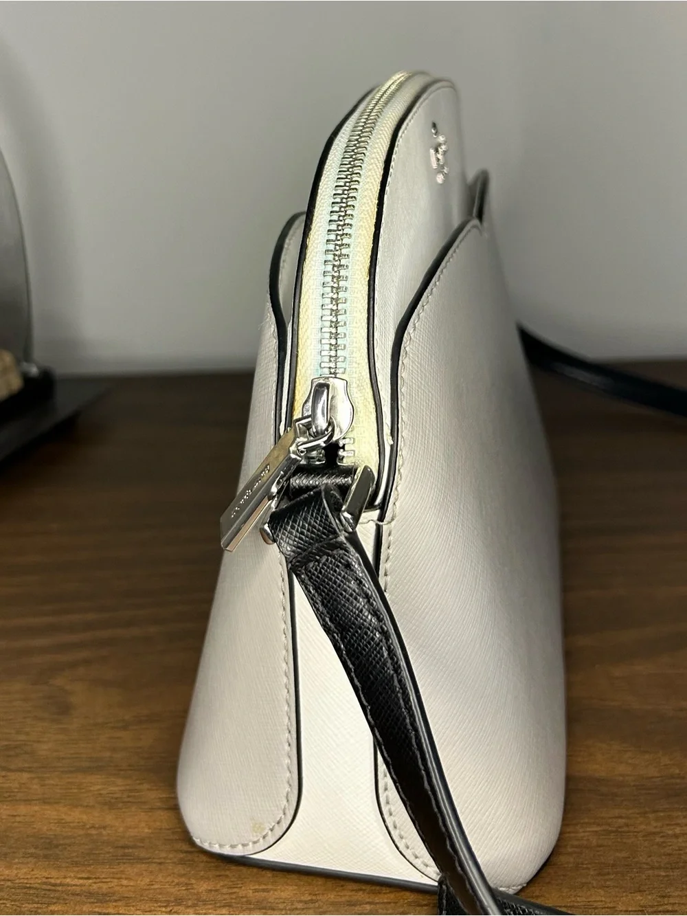 Kate Spade Payton Dome Crossbody Saffiano Leather Gray White Colorblock